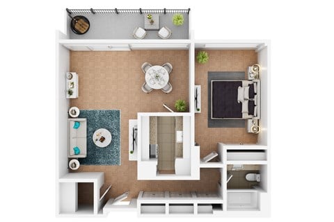 Floor plan for 1 bed, 1 bath